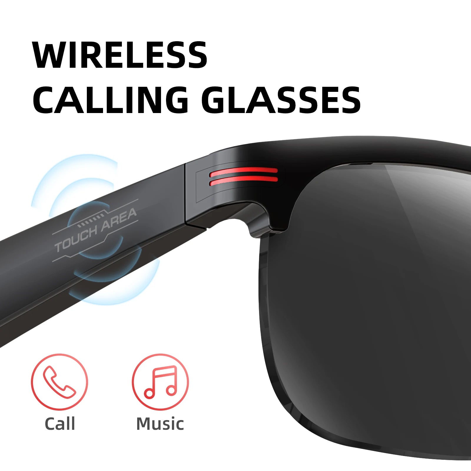 New GS200 Smart Glasses Wireless Call Music Playback Half Frame Sunglasses with Blue Light UV Protection IP67 Waterproof